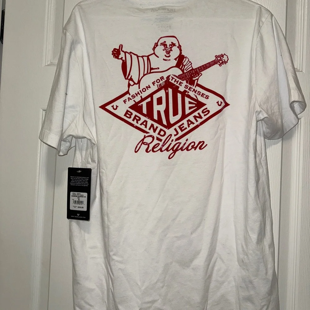True Religion White Tee with Red Emblem